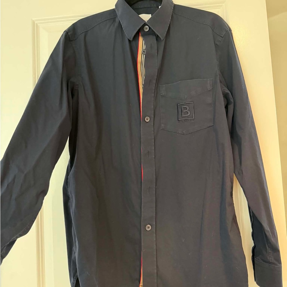 Burberry Navy Button-Up Shirt size M. Wore once